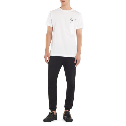 Giuseppe Zanotti 男士签名徽标刺绣棉质圆领短袖T恤 白色 IRU0007002 商品图3