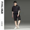 PINLI品立裁魂夏季新款男直筒华夫格工装短裤黑色休闲五分裤BC242117032 商品缩略图1
