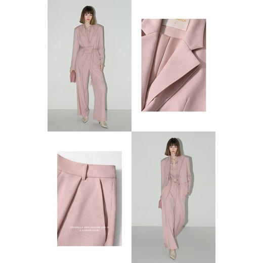 COCOBELLA多巴胺粉气质OL粉色阔腿裤女高腰西裤休闲裤PA3013 商品图1