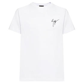 Giuseppe Zanotti 男士签名徽标刺绣棉质圆领短袖T恤 白色 IRU0007002