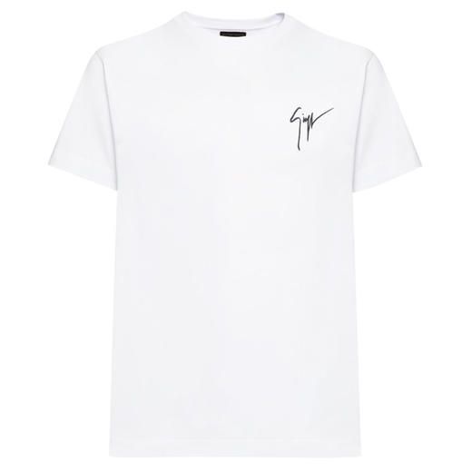 Giuseppe Zanotti 男士签名徽标刺绣棉质圆领短袖T恤 白色 IRU0007002 商品图0