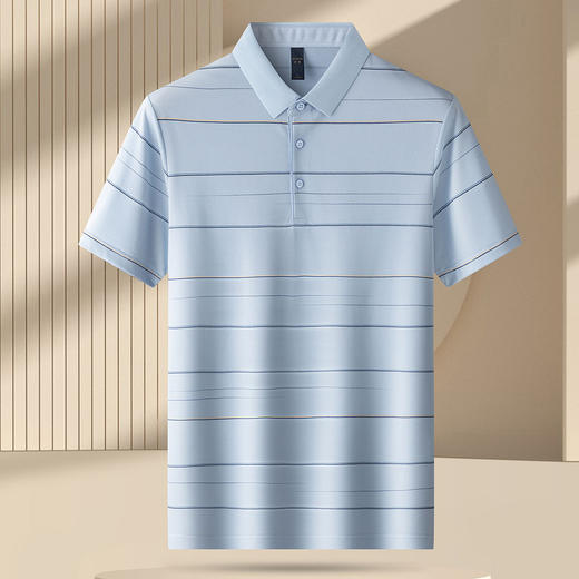 罗蒙男士夏季时尚polo衫男短袖休闲条纹polo衫爸爸装男士商务舒适短袖t恤男 商品图2