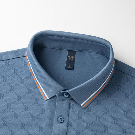 【含桑蚕丝&亚麻】罗蒙男士夏季满印男t恤短袖polo衫商务男polo衫 商品图4