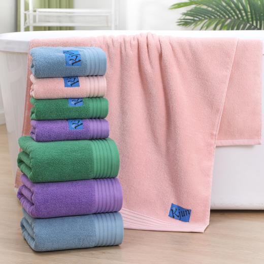 【2条装】自然醒纯棉素色毛巾家用洗脸成人加厚全棉柔软吸水洗澡大浴巾WDF 商品图4