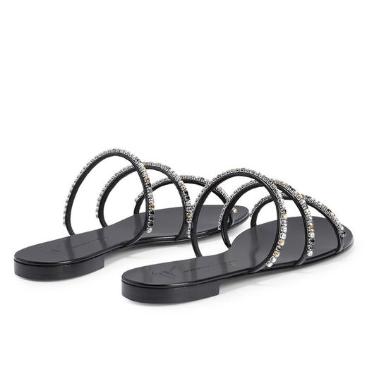 Giuseppe Zanotti 女士签名徽标仿漆皮平跟凉鞋 黑色 I300017001 商品图2