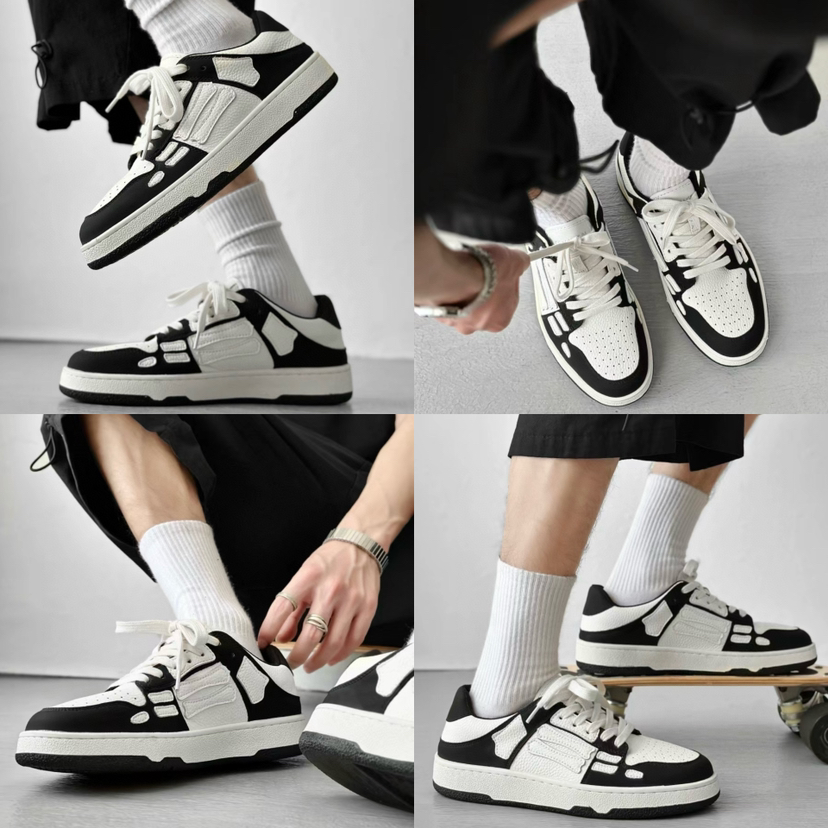 1120-6 断码亏清 渠道圆正 王一博/杨幂 AM潮流骨头鞋 情侣款拼接皮板鞋 准码选 轻便舒适