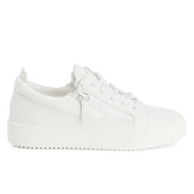 Giuseppe Zanotti 男士金属签名徽标低帮休闲运动鞋 白色 RM30061001