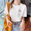 【69.9/任选2件！】白色短款T恤女短袖2024新款，宽松流行印花百搭上衣亲肤舒适挺括易打理，抗皱，耐穿耐磨，不易起球，不掉色！-lm 商品缩略图0