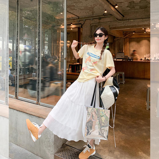 <曾小咸推荐>【街拍爱豆】黄色T恤+裙子 商品图2