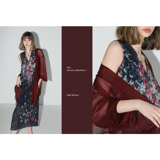 COCOBELLA设计感抽褶不规则雪纺衫微透视褶皱精致开衫LC0001C 商品图3