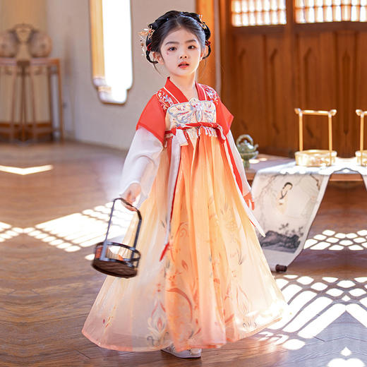 汉服女童春秋新款古风超仙连衣裙原创儿童古装襦裙女孩公主裙 商品图3