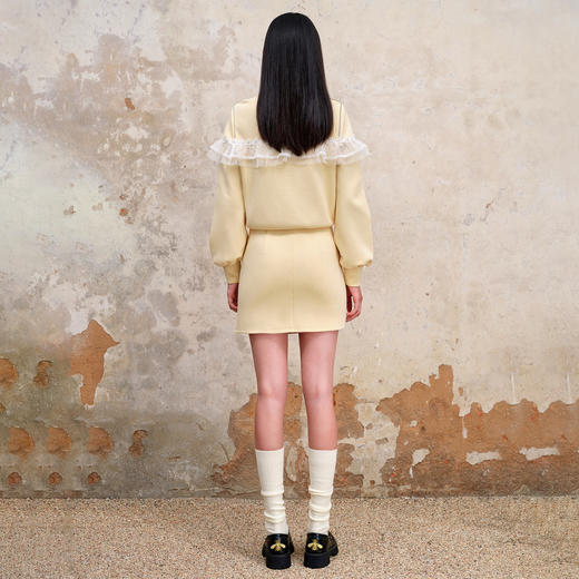 MAXRIENY珍珠抽褶浪漫半裙23早秋修腰显瘦针织卫衣短裙女MS88SK543Y10 商品图3