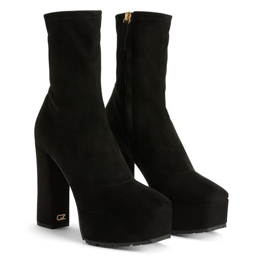Giuseppe Zanotti 女士GZ金属徽标高跟靴 黑色 I370001003 商品图1