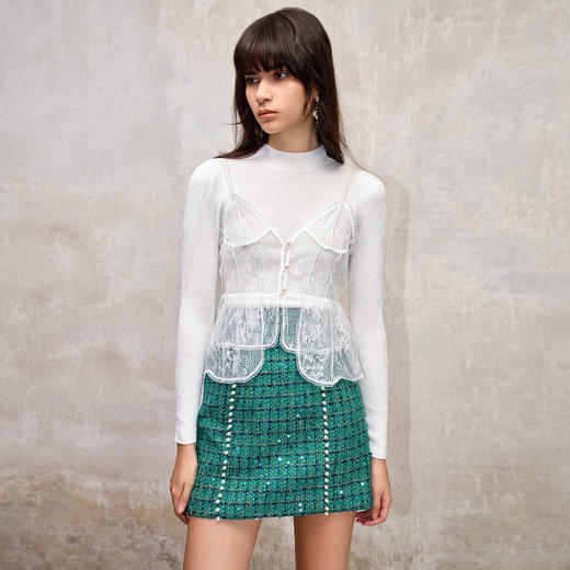 MAXRIENY宫廷复古风吊带套头针织衫2023秋冬新款修身显瘦上衣女MS88SW531A10 商品图0