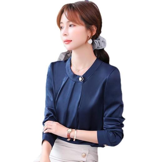 ALBB-实拍职业衬衫女设计感小众韩版长袖缎面雪纺气质上衣 商品图4