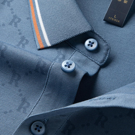 【含桑蚕丝&亚麻】罗蒙男士夏季满印男t恤短袖polo衫商务男polo衫 商品图5