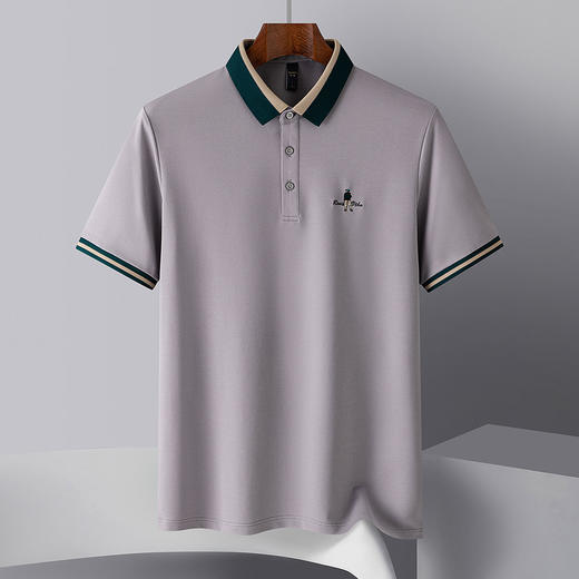 【含桑蚕丝&亚麻】罗蒙夏季男士t恤短袖polo衫潮流polo衫男短袖 商品图2