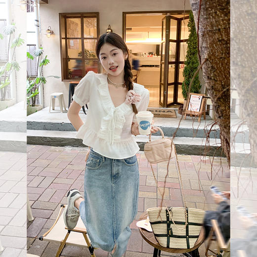 <曾小咸推荐>【白岛梦境】荷叶边衬衫 商品图2