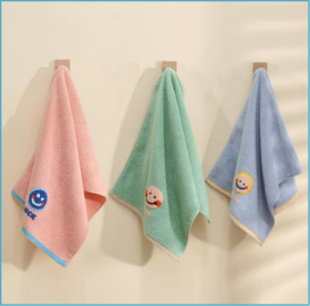 【2条装】自然醒毛巾全棉加厚笑脸可爱洗脸家用宿舍旅行洗澡吸水不掉毛童巾大浴巾WDF