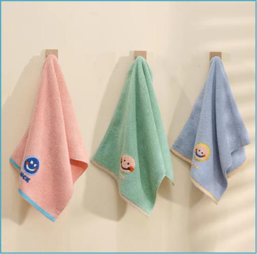 【2条装】自然醒毛巾全棉加厚笑脸可爱洗脸家用宿舍旅行洗澡吸水不掉毛童巾大浴巾WDF 商品图0