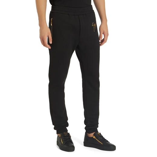 Giuseppe Zanotti 男士签名徽标刺绣休闲运动裤 黑色 IRU0010001 商品图1