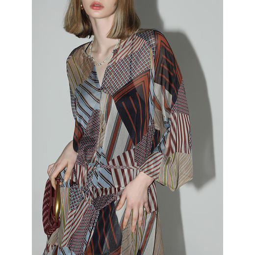 COCOBELLA度假风波普印花雪纺连衣裙吊带裙两件套FR0018-2 商品图1