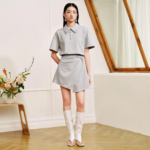 MAXRIENY都市运动风卫衣a字短裙不对称针织半身裙小众设计感裙子MS88SK290A30 商品图1