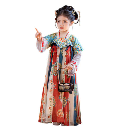 汉服女童春秋新款原创唐装刺绣襦裙女孩幼儿园演出超仙连衣裙 商品图4