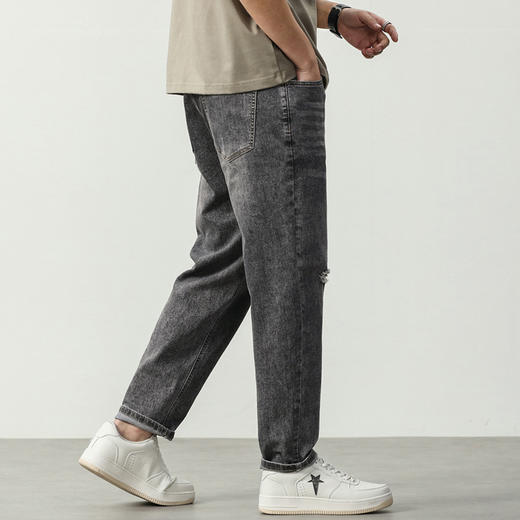 【Q】【夏季薄款】【新款DQ】大依优型大码潮款破洞牛仔裤长裤男舒适休闲简约百搭加肥加大男装 商品图3