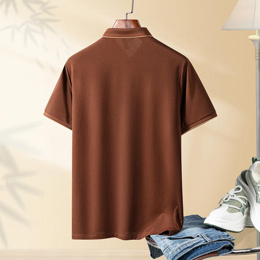 【含桑蚕丝&亚麻】罗蒙夏季男士t恤短袖polo衫商务polo衫男短袖 商品图4