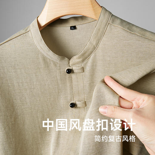 【新中式】【新款DDP】大依优型大码盘扣短袖衬衫小立领加肥加大男士大号弹力透气舒适夏季半袖中国风 商品图2