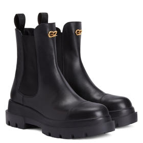 Giuseppe Zanotti 女士GZ金属徽标切尔西中筒靴 黑色 I270016001