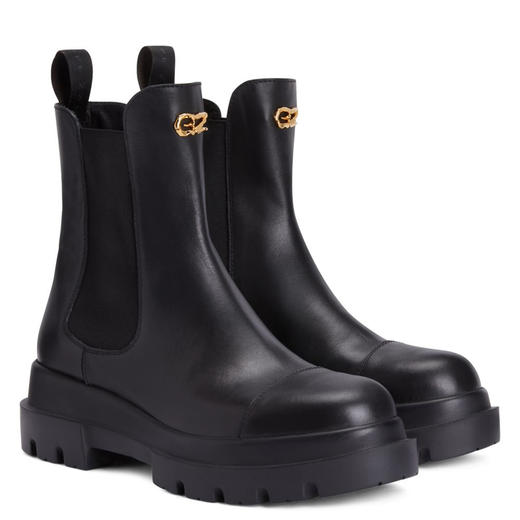Giuseppe Zanotti 女士GZ金属徽标切尔西中筒靴 黑色 I270016001 商品图0