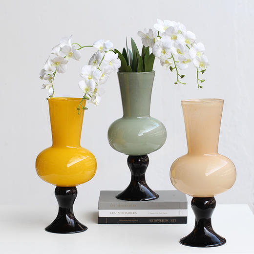 中古风芬顿琉璃高脚风灯花瓶客厅高级感水培鲜花法式轻奢风软装瓶 商品图1