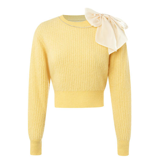 MAXRIENY精致复古感套头针织毛衫2023秋冬新款截短蝴蝶结毛衣女MS88SW561Y30 商品图4