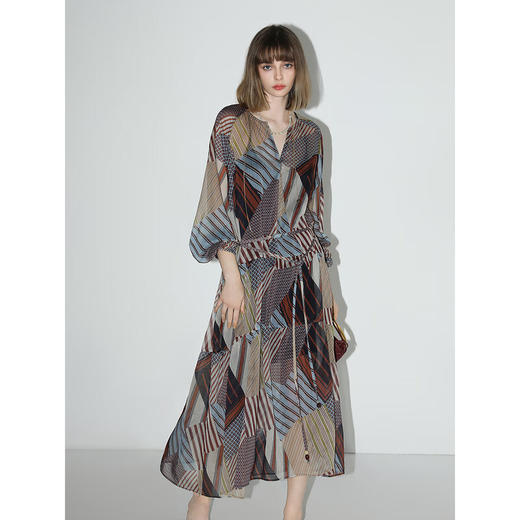 COCOBELLA度假风波普印花雪纺连衣裙吊带裙两件套FR0018-2 商品图3