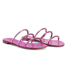 Giuseppe Zanotti 女士签名徽标仿漆皮平跟凉鞋 紫色 I300017005