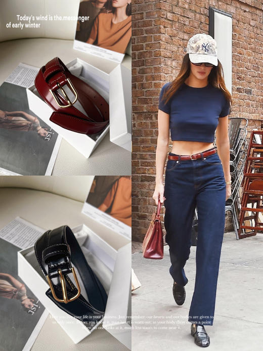 现货 THS 3.16-无 极简无标 进口开边珠牛皮腰带 亮皮皮带 2色 CR210 商品图0