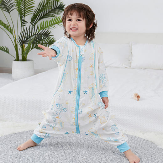 【恬妈推荐】竹棉婴儿抗菌防螨速干自然清凉柔软分腿睡袋春夏季双层纱布儿童睡袋抑菌竹纤维宝宝睡衣薄款80-120码 商品图8