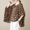 福利款~雀说时尚宽松大码女装新款复古文艺气质蝙蝠袖时尚豹纹花圆领T恤上衣AL 商品缩略图2