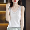 福利款~丁摩羊毛混纺新款女v领短款小众设计修身镂空宽吊带打底针织背心ALQT4-103 商品缩略图2