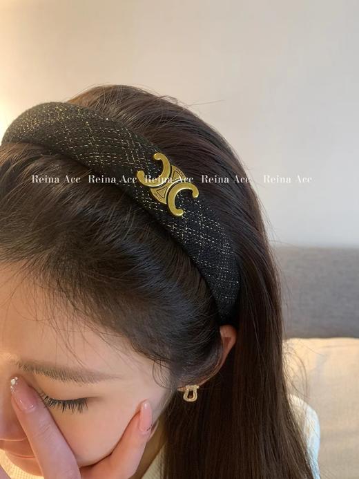 赛琳百搭发卡  高颅顶定型弹力掺金线法式复古发卡 商品图9