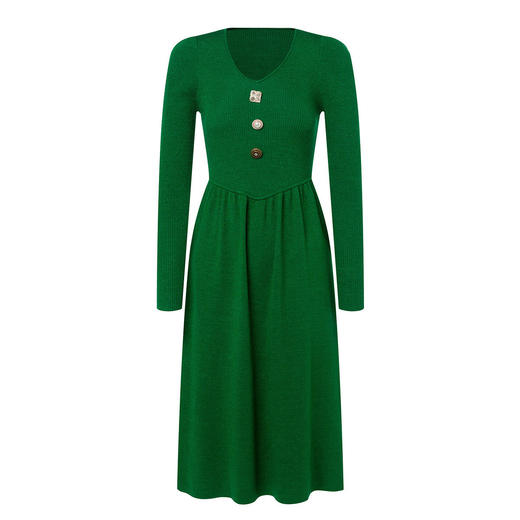 MAXRIENY精致复古风针织连衣裙2023秋冬新款收腰显瘦羊毛混纺裙子MS88DR553G50 商品图4