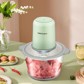 荣事达绞肉机双层四叶锋利刀充分匀碎快慢双档通透玻璃碗