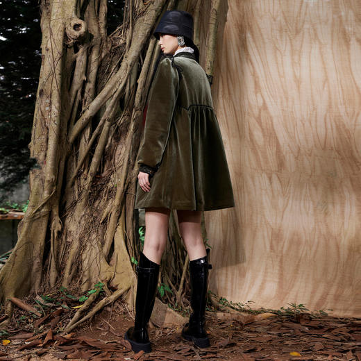 MAXRIENY波点网纱丝绒连衣裙式外套2023冬季大衣女MC87JA814C80 商品图2