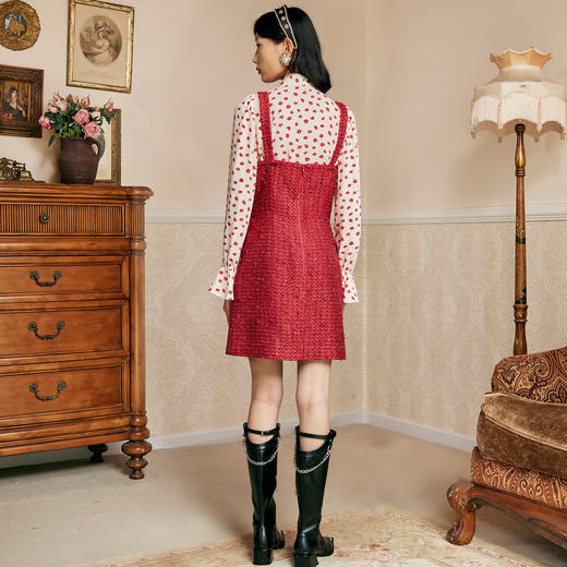 麦斯芮妮MAXRIENY红色花纱桃心领吊带裙秋连衣裙MC87DR547E70 商品图2