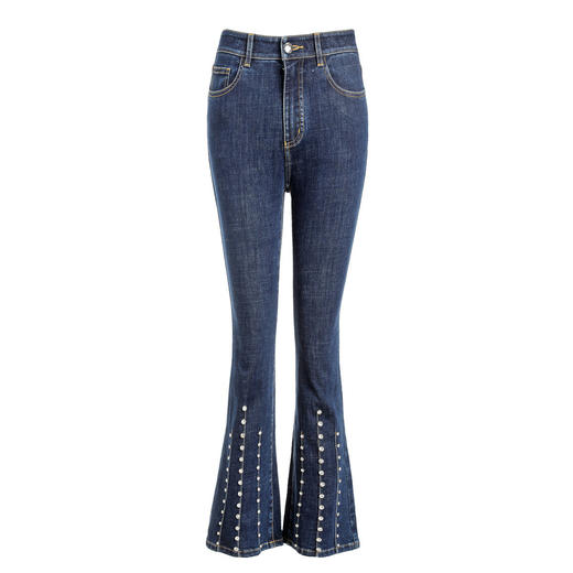 MAXRIENY复古开叉喇叭裤夏高腰水洗牛仔裤长裤子MS85PA010B10 商品图4