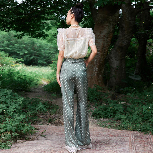 MAXRIENY网纱条纹上衣夏季设计感蕾丝衫短袖小衫MC87TP341S50 商品图2