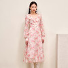 MAXRIENY温柔浪漫氛围感连衣裙长袖秋季粉色晕染印花郁金香裙子MS88DR519F10 商品缩略图0