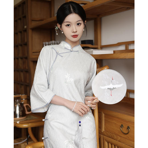 春秋新中式提花复古民国淑女风改良版长袖旗袍LSB2241 商品图1